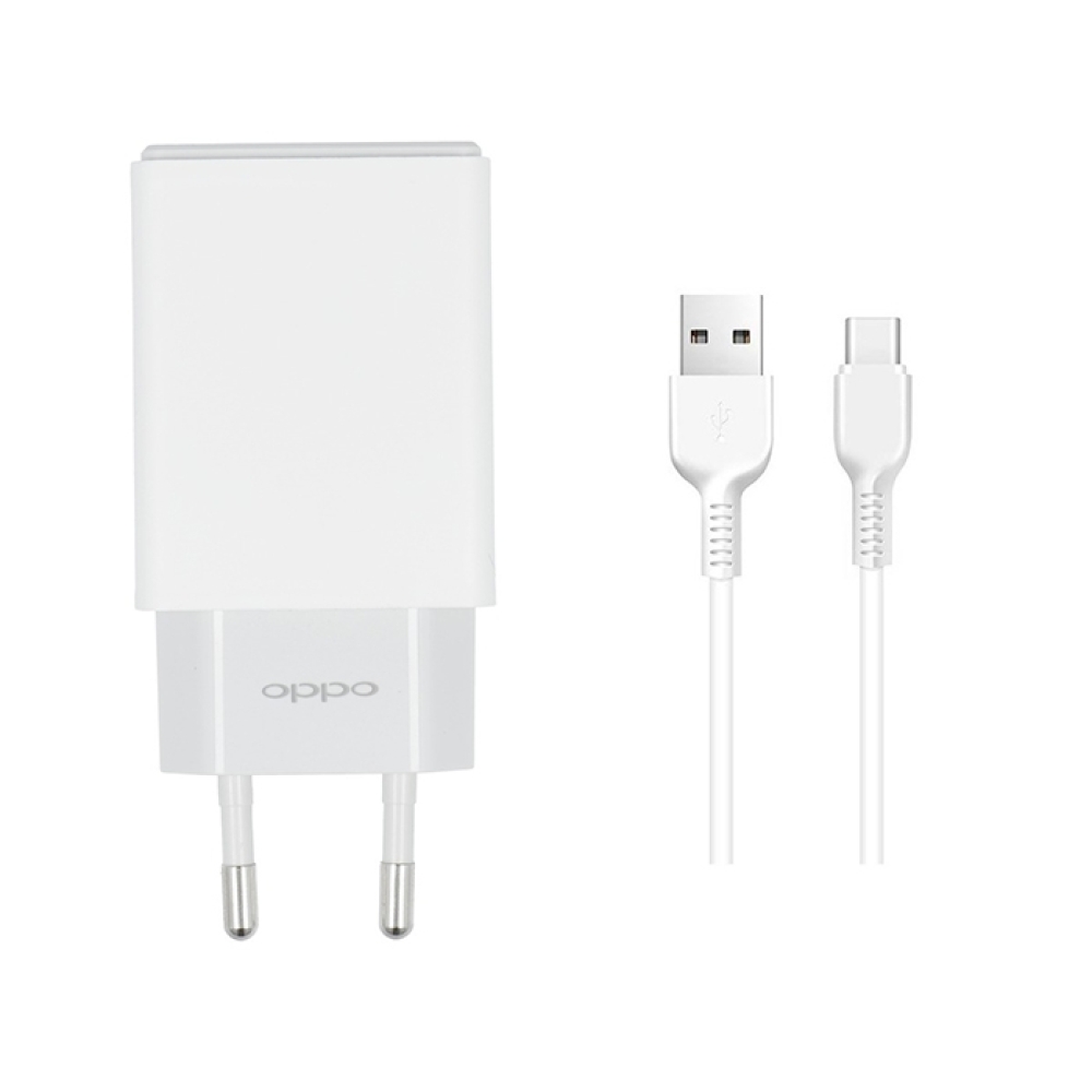 Adaptateur Secteur AK933 5V 2A + Câble Type C Blanc Pour Oppo - A5 2020  Oppo - A53 Oppo - A53s Oppo - A7 Oppo - A72 Oppo - A77 Oppo - A9 2020 Oppo  