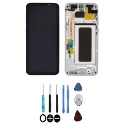 Samsung Original Ecran LCD & Vitre tactile Argent Polaire Assemblés Sur Châssis Pour
