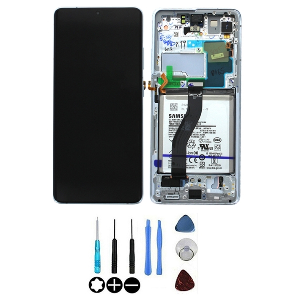 Originale Ecran LCD & Vitre tactile Argent Assemblés Sur Châssis Et  Batterie Pour Samsung Galaxy S21 Ultra 5G (G998B)