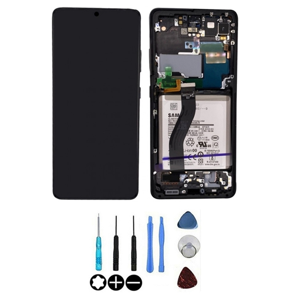 Originale Ecran LCD & Vitre tactile Noir Assemblés Sur Châssis Et Batterie  Pour Samsung Galaxy S21 Ultra 5G (G998B)