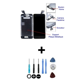 Apple iPhone Ecran LCD Complet Noir Avec Home Bouton Caméra HP et Plaque Métallique Pour