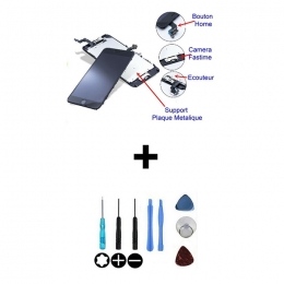 Apple iPhone Ecran LCD Complet Noir Avec Home Bouton Caméra HP et Plaque Métallique Pour
