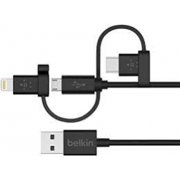 Belkin BELKIN Câble Universel 1m (USB-C, Micro-USB et Lightning MFi)