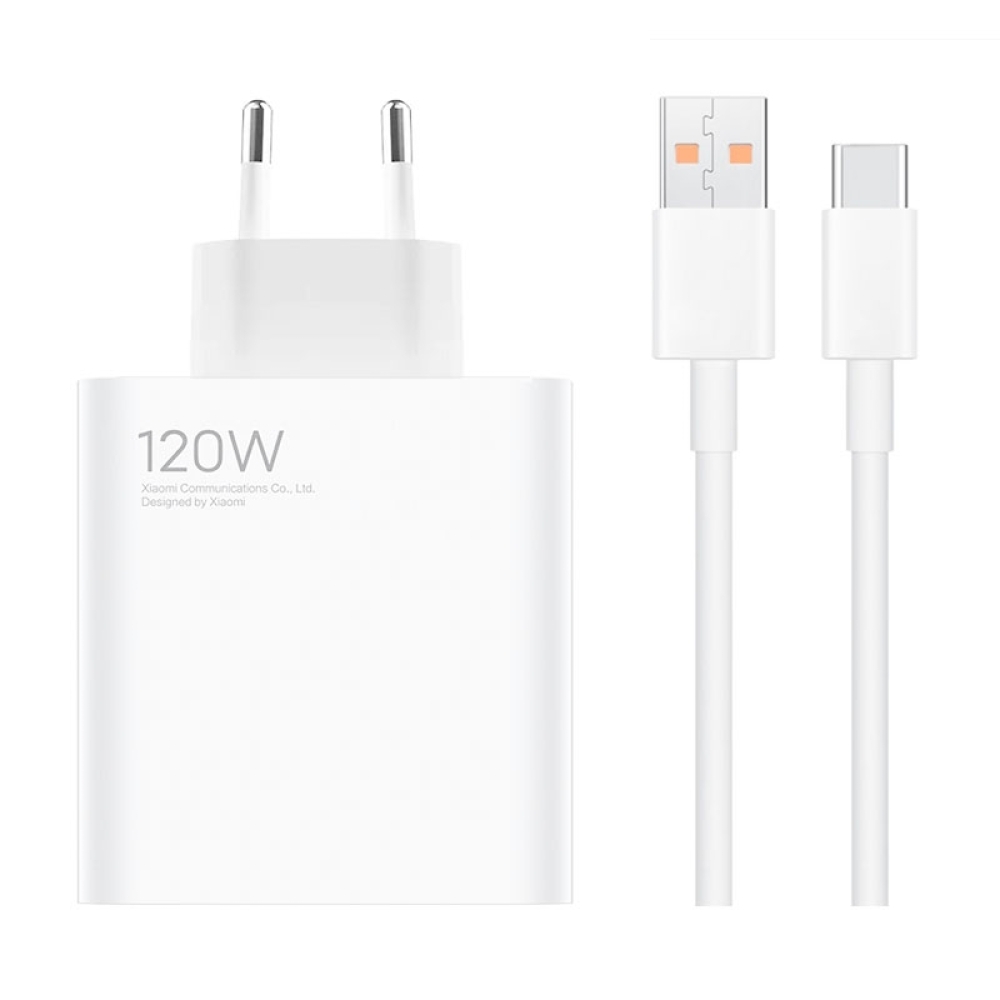 Original Chargeur Xiaomi MDY-13-EE 120W + Cable Type-C Blanc Pour Xiaomi MI  10, 11, 12 Ultra, Black Shark 4, 4 Pro, 5, 5 Pro, Xiaomi Mix 4, Xiaomi 11T  Pro, 12 Pro