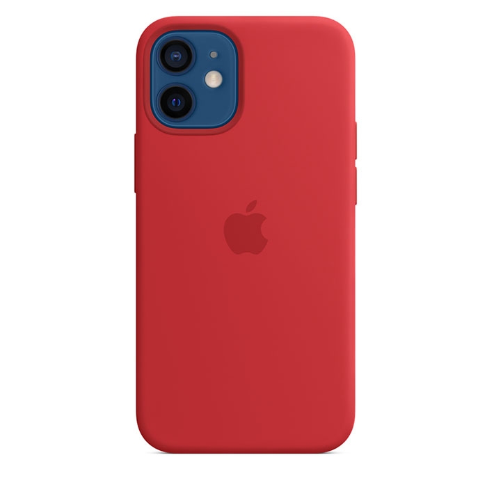 coque silicone touch avec protection caméra rouge pour IPhone 12