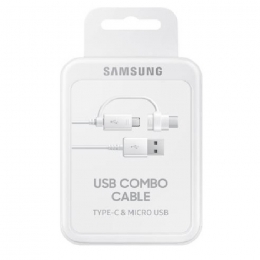 Samsung Original USB Combo Câble Type C & Micro USB EP-DG930 Blanc Pour