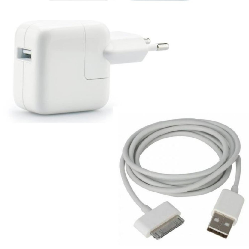 Adaptateur Secteur A1401 MD836ZM/A 12w + Cable USB Blanc Pour iPad 2 , iPad  3