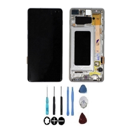 Samsung Original Ecran LCD & Vitre tactile Argent Assemblés Sur Châssis Pour