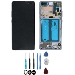 Samsung Original Ecran LCD & Vitre tactile Argent Assemblés Sur Châssis Pour