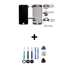 Apple Ecran LCD Complet Noir Avec Home Bouton Caméra HP et Plaque Métallique Pour