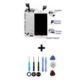 Apple Ecran LCD Complet Blanc Avec Home Bouton Caméra HP et Plaque Métallique Pour